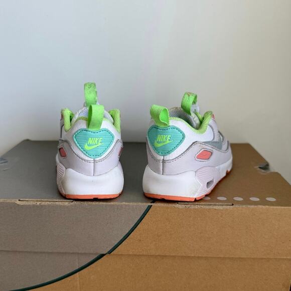 Nike Airmax 90 Toggle White/Crimson Bliss Toddler Sneakers - SZ 8 C - Picture 14 of 16